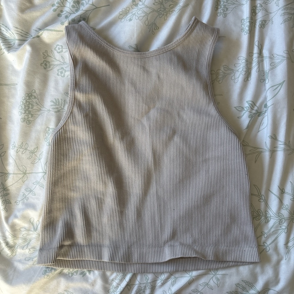 Gray Ribbed Tank Top